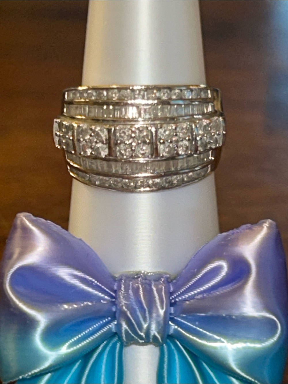 Ross-Simons 2.00ctw Baguette & Round Diamond 925 Silver Multi-Row Ring Size 10 - Picture 3 of 16